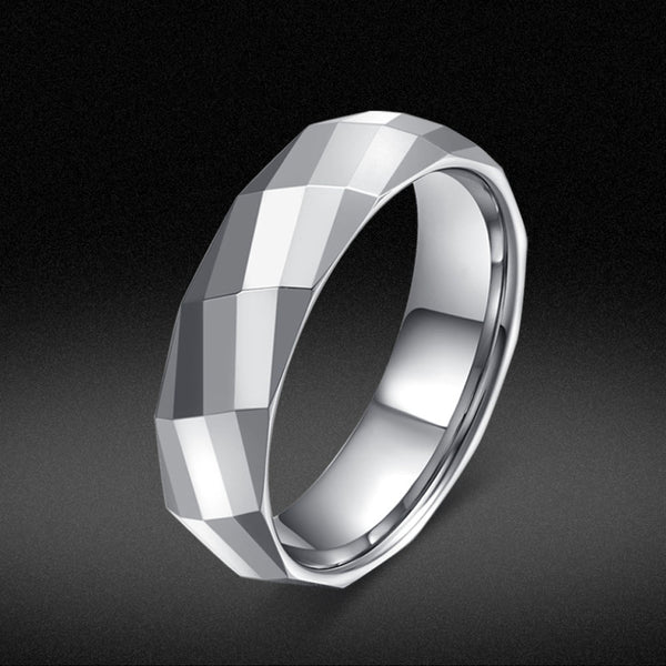 857 Tungsten Gold Mens Silver Rings Cool Trendy Funky Rings