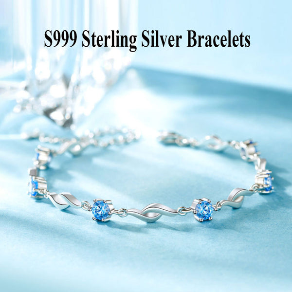 S999 Sterling Silver Diamond Bracelet Women's Jewelry Bracelet Luxury Temperament For Girlfriend Silver Jewelry Gift