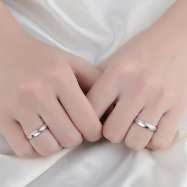 925 Sterling Silver Simple Creative Adjustable Size Couple Rings (Price For a Pair)