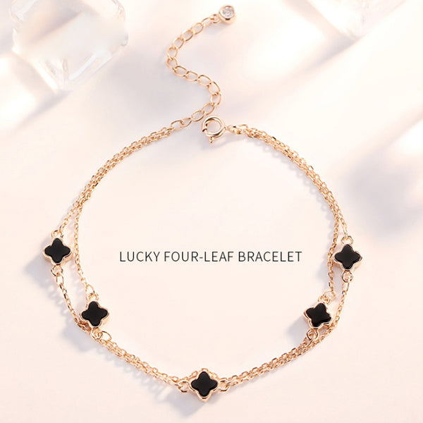 Sterling Silver Bracelets for Women Four-leaf Clover Simple Fashion Bracelet