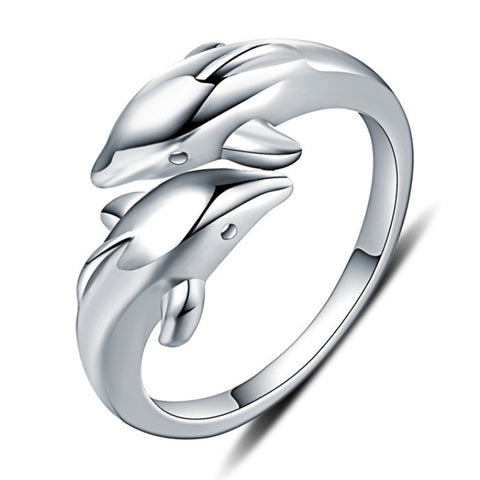 Sterling Silver Dolphin Rings For Women Dainty Symbol Of Love Jewelry Adjustable