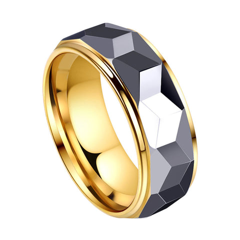 Rings For Men Cool Tungsten Gold Mens Rings Fashion Punk Rings