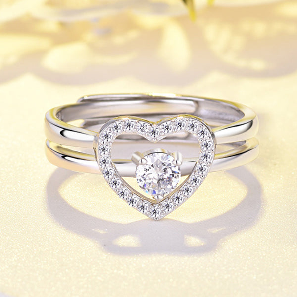 2-in-1 Trendy Stackable Heart Rings For Women S925 Sterling Silver