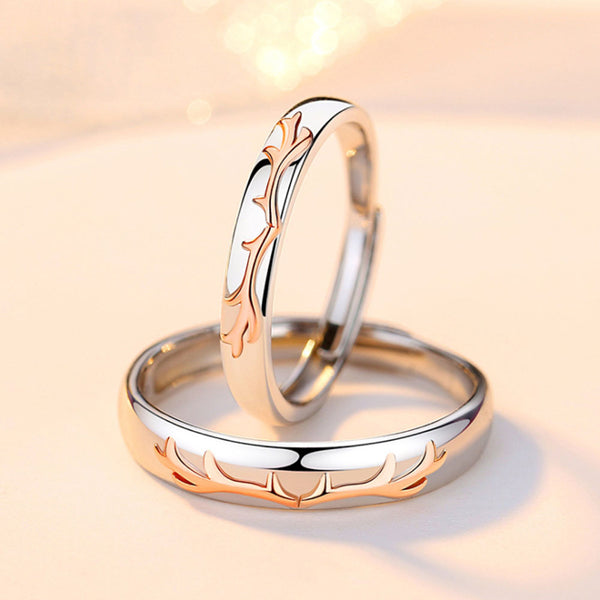 Sterling Silver Rings Simple Romance Wedding Rings Adjustable Size (Price For a Pair)