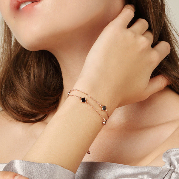 Sterling Silver Bracelets for Women Four-leaf Clover Simple Fashion Bracelet