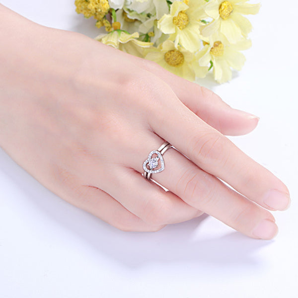 2-in-1 Trendy Stackable Heart Rings For Women S925 Sterling Silver