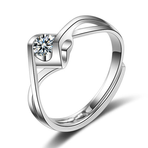 Adjustable 925 Sterling Silver Ring, Cubic Zirconia CZ Eternity Engagement Wedding Band Ring